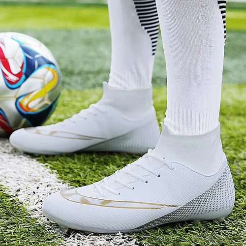 Vista 3 de AMZ BSHIDA Zapatos de fútbol de interior para hombre y mujer, para niños grandes, para uso al aire libre, zapatos de fútbol de tierra firme