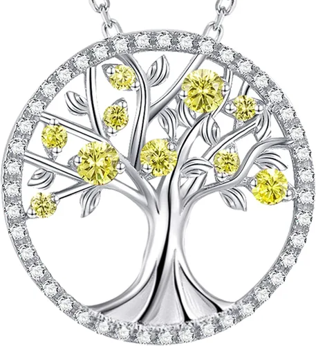 Vista 19 de Collar de árbol de la vida para mujer, collar de perlas esmeralda piedras natales de mayo, junio, para esposa, mamá, regalos de cumpleaños