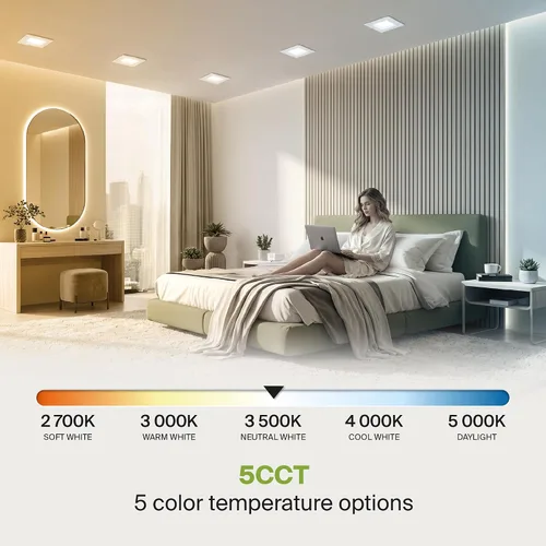 Vista 5 de ASD Iluminación LED empotrable cuadrada blanca de 4 pulgadas retrofit - 9W 709LM 2700/3000/3500/4000/5000K regulable seleccionable LED Downlight