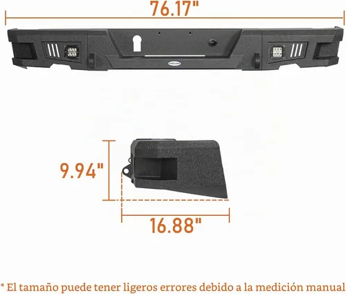 Vista 9 de Hooke Road Ram 1500 - Parachoques trasero Offroad con soporte de anillo en D y luces LED para camioneta Dodge Ram 1500 2009-2018