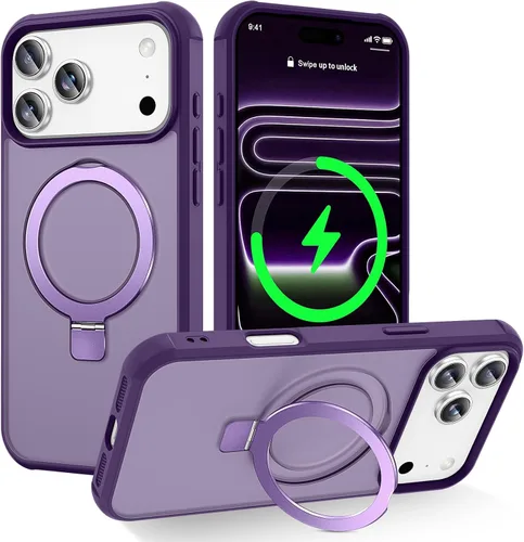 Vista 57 de CHAOFEnG Funda magnética compatible con iPhone 11 con soporte, prueba de caídas de grado militar, compatible con imán, anillo translúcido, parte
