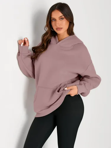 Vista 145 de Trendy Queen - Sudaderas extragrandes con capucha para mujer, suéteres de manga larga, sin botones, de vellón, de otoño, ropa de invierno