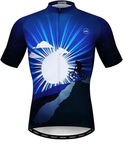 Vista 38 de Camisetas de ciclismo para hombre, camiseta de ciclismo de montaña, manga corta, transpirable, camisetas de ciclismo de secado rápido