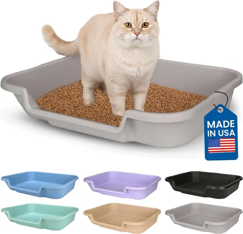 Vista 51 de KittyGoHere - Caja de arena para gatos mayores, sartén pequeña con cuchara jumbo de mango largo, caja de arena para gatos de entrada baja, ligera