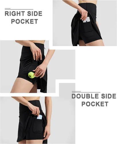 Vista 3 de ZUTY Falda de tenis de cintura alta de 18 pulgadas para mujer, faldas con bolsillos, casual, modesta, larga, para golf, atletismo, correr