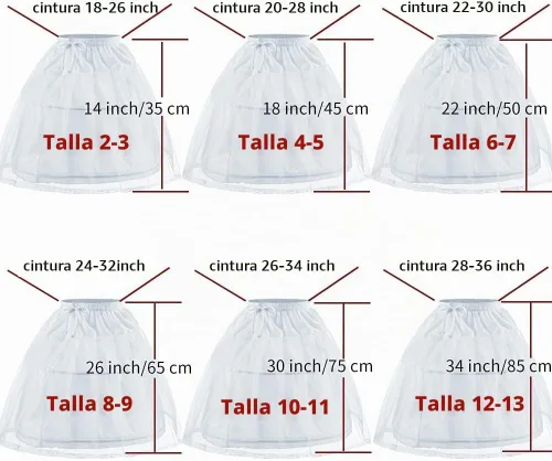 Vista 6 de Abaowedding Falda Inferior con 2 Aro para Niñas, Enagua Completa Elástica, Crinoline para Niños