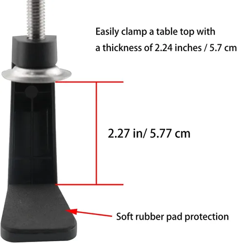 Vista 3 de Abrazadera en C negra Soporte voladizo Abrazadera Soporte de abrazadera de lámpara de escritorio Accesorios de clip Manguera Base de brazo oscilante