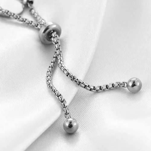Vista 3 de Jude Jewelers Pulsera ajustable de acero inoxidable con cuentas redondas y cuentas clásicas
