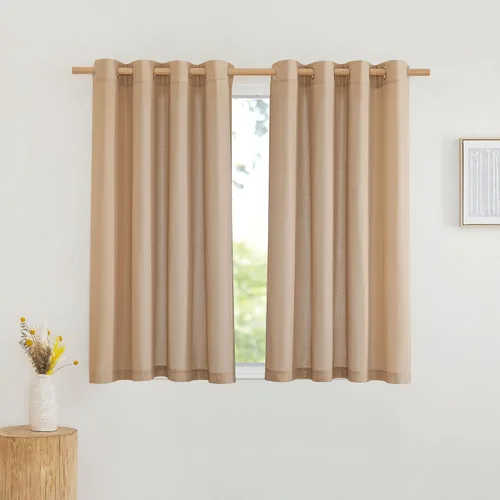 Vista 154 de NICETOWN - Cortinas de lino angora para ventana de cocina sobre el fregadero, con ojales, lino grueso angora, tratamientos cortos para ventanas