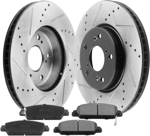 Vista 3 de Kit de pastillas de freno delantero de 11.496 in y rotores de repuesto para Honda Accord 2L 2.4L 3.5L 2013-2018 Rotor de freno de disco perforado