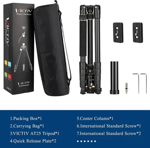 Vista 8 de Trípodes de aluminio de 77" para cámara y monópodos, trípode compacto de viaje Victiv para cámara DSLR, visor de observación, telescopio, Dorado
