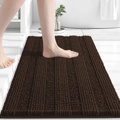 Vista 236 de Grandaily Alfombras de baño de felpilla a rayas de 24 x 16 pulgadas, extra gruesas y suaves, absorbentes, parte trasera de goma, alfombra de ducha