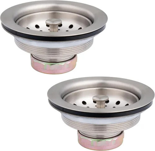 Vista 7 de Artiwell Paquete de 2 coladores y tapones para fregadero de cocina, conjunto de drenaje de cocina de 3-1/2 pulgadas con colador y tapón