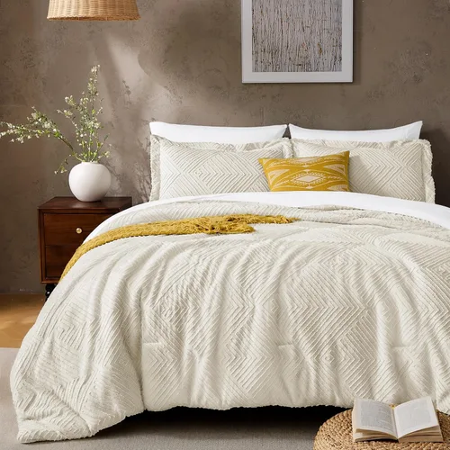 Vista 16 de JOLLYVOGUE Juego de edredón Queen de 7 piezas, cama bohemia copetuda en una Edredón ultra suave, certificado OEKO-TEX, para todas las estaciones
