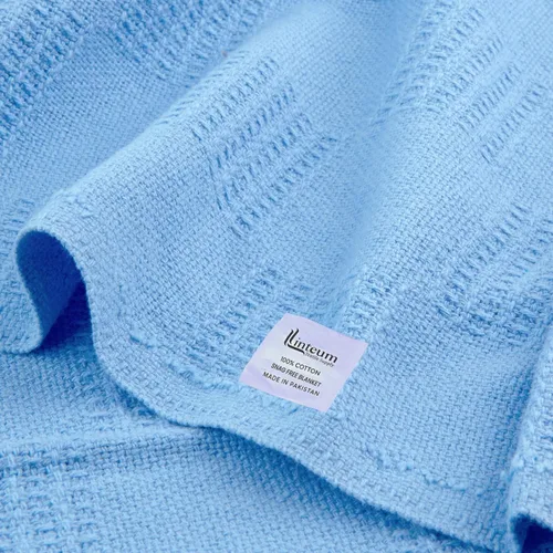 Vista 6 de Linteum Textile Hospital Manta térmica sin enganches, 100% algodón (74 x 100 pulgadas, azul)