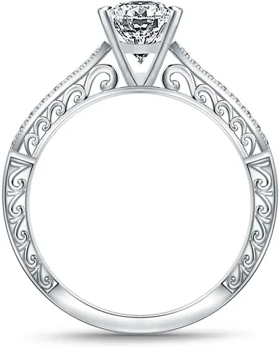 Vista 3 de RINGJEWEL Anillo de compromiso chapado en plata de moissanita blanca de corte ovalado para mujer