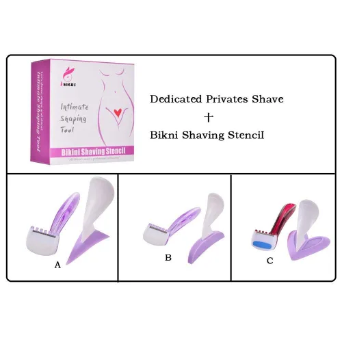 Vista 3 de Afeitadora de bikini para mujer, afeitadora privada dedicada, maquinilla de afeitar de pelo púbico y plantilla de afeitar de bikini, herramienta