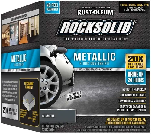 Vista 11 de Kit de piso para cochera de aspecto metálico de bala de plata Rust-Oleum RockSolid., Paquete de 1