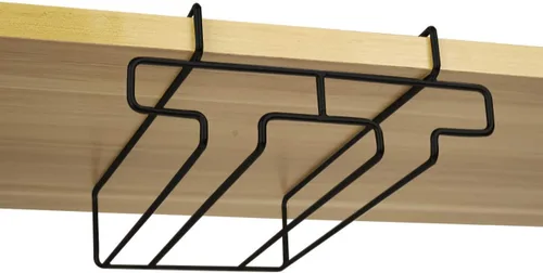 Vista 6 de Soporte para copas de vino – Estante para copas debajo del gabinete – Estante de almacenamiento para percha, apto para armario de 0.8 pulgadas