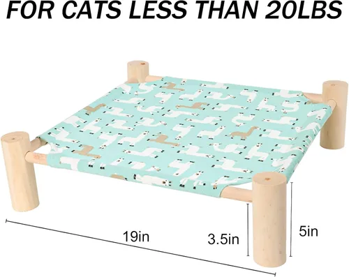 Vista 4 de Patas Lague Hamaca para gatos y perros, cama para perros pequeños, de madera, para gatos, mascotas, conejos, refrigeración, elevada