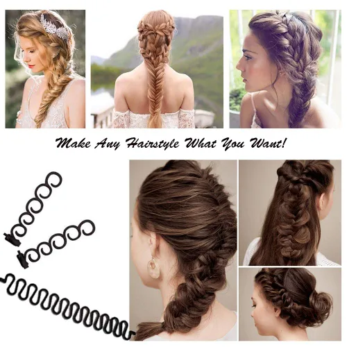 Vista 6 de 73 piezas de herramientas para trenzar el cabello con moño de peluca de cabello marrón, herramientas de peinado para el cabello, accesorios