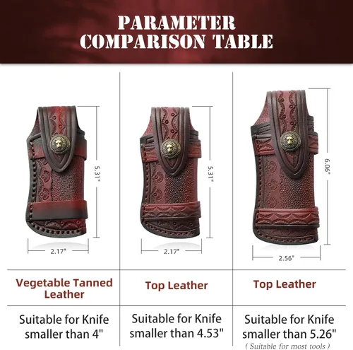 Vista 6 de Omesio Funda de cuchillo de bolsillo grande (L), 5.28 pulgadas (para cuchillo de <5.28 in) Fundas de cuero para cinturón, funda horizontal