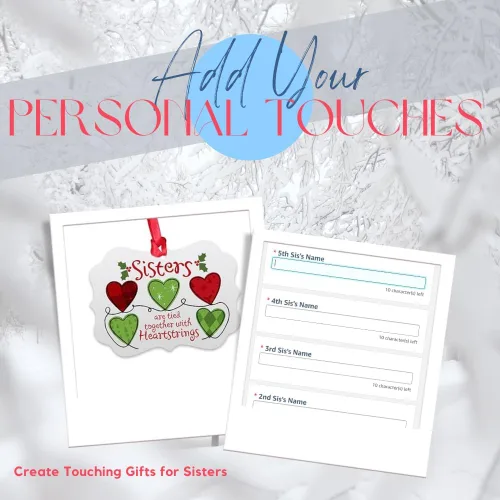 Vista 2 de Gossby Adorno de Navidad personalizado para hermanas y corazones – Regalo de Navidad personalizado para hermanas del alma para mujeres con diseño, 2