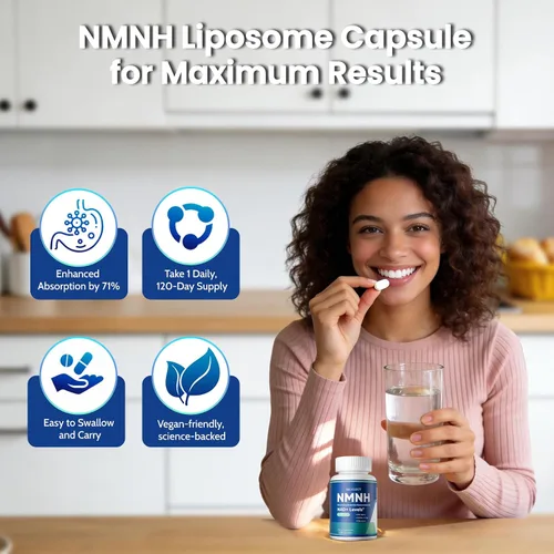Vista 6 de Suplemento liposomal NAD puro de 600 mg de NMNH para mujeres y hombres - NMNH (mononucleótido de dihidronicinamida, alternativa a NMNN)