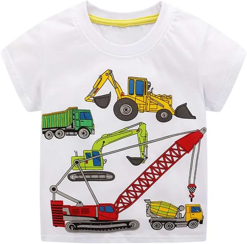 Vista 5 de Camisetas de manga corta para niños pequeños, camisetas de algodón con gráfico casual con cuello redondo para verano