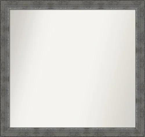 Vista 60 de Amanti Art Espejo de baño plateado para sobre el fregadero, 24 x 24 pulgadas, espejo cuadrado de peltre forjado a medida, marco de madera casual