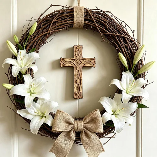 Vista 2 de Hosley Cruz de madera tallada a mano – Decoración de pared rústica de fe de 8 pulgadas Regalo cristiano, sala de oración, bendición del hogar