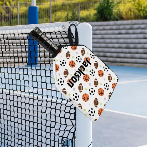 Vista 7 de Funda de paleta de pickleball personalizable, 1/2 paquetes de texto personalizado, nombre y foto, ajuste universal para hombres y mujeres