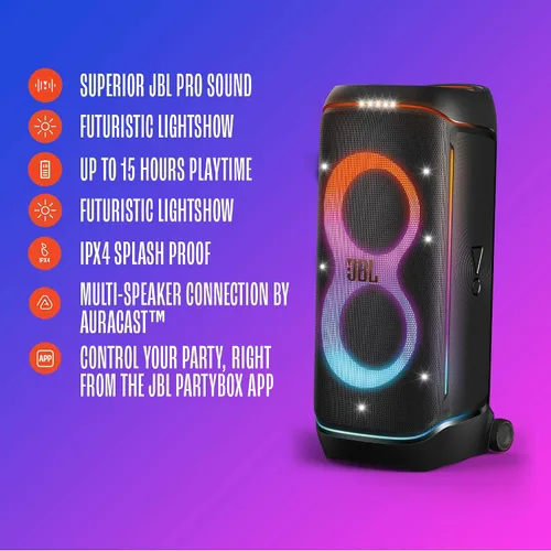 Vista 7 de JBL PartyBox 720 - Altavoz de fiesta alimentado por batería, color negro