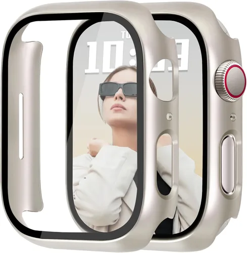 Vista 44 de JR.DM - Juego de 2 fundas de policarbonato duro de 38 mm con protector de pantalla de vidrio templado HD para Apple Watch Series 3/2/1, protector