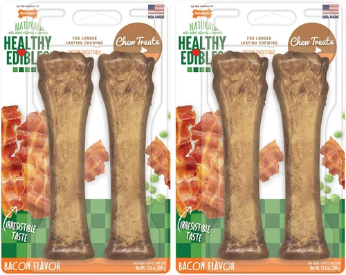 Vista 12 de Nylabone Healthy Edibles Masticables Naturales para Perros de Larga Duración con Sabor a Tocino para Perros, X-Large/Souper (1 unidad)