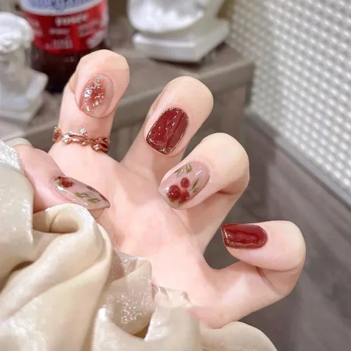 Vista 47 de LIGHT RAIN - Uñas a presión de longitud media, con diseño de galaxia Andromeda, uñas postizas de gel, reutilizables, de lujo, de siete capas