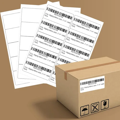 Vista 5 de FungLam Etiquetas de dirección de envío 2x4 para impresoras láser y de inyección de tinta, 300 etiquetas adhesivas blancas imprimibles, 10 por