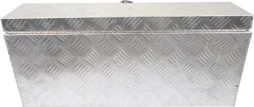 Vista 5 de Caja de herramientas de almacenamiento de remolque pesado de 30 pulgadas, herramientas de organización de aluminio plateado con mango lateral