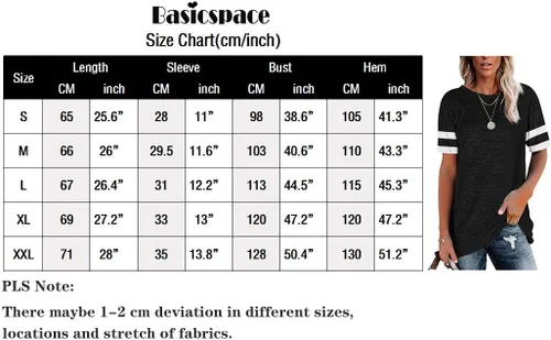 Vista 3 de Basicspace Camisetas casuales de verano para mujer, de manga corta, cuello redondo, ajuste holgado