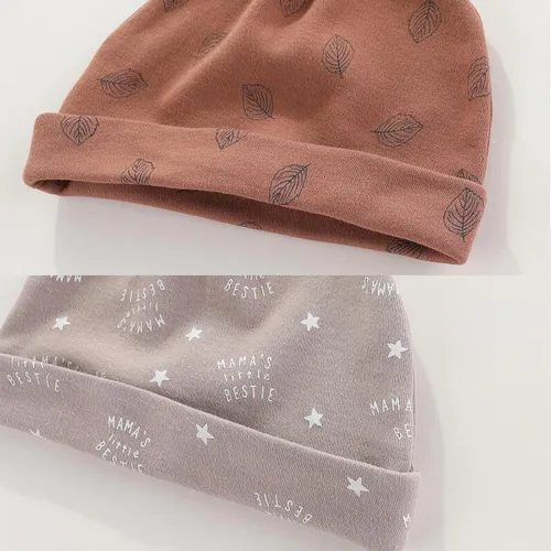 Vista 3 de MAMIMAKA Conjunto de gorro y manoplas para bebé recién nacido, gorras para bebés, niños y niñas de 0 a 6 meses, 100% algodón
