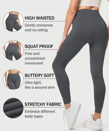 Vista 5 de Natural Feelings Buttercloud - Paquete de 3 leggings para mujer, cintura alta, pantalones de yoga suaves como la mantequilla, para uso diario