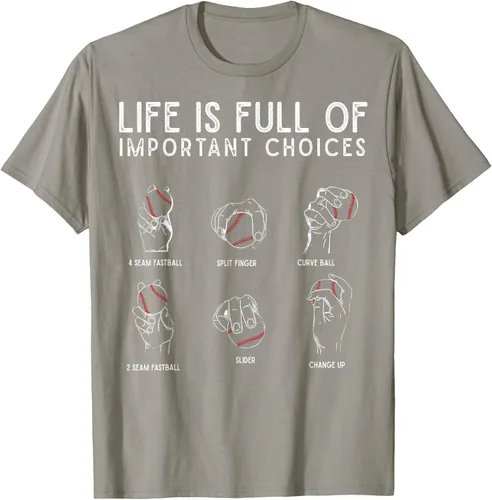 Vista 36 de Tipos de béisbol Pitches Life Choices Jugador Camiseta