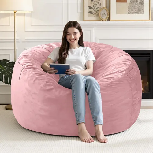 Vista 23 de Silla Puf de 2 Pies con Funda de Terciopelo Ultra Suave Sofá Puf con Espuma con Memoria Sillas Puf de Tamaño Grande Sofá Perezoso para Dormitorio