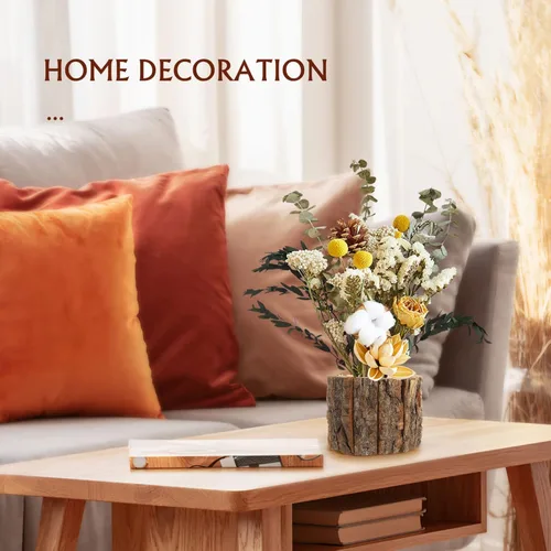 Vista 5 de Yardwe 3 macetas de madera, cubos de madera rústica, macetas de barriles para decoración de jardín y hogar, 4.72 x 4.72 x 3.93 pulgadas