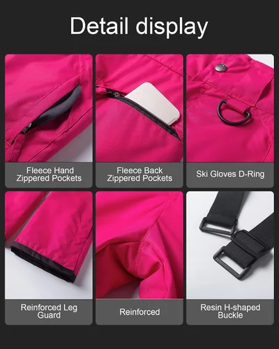 Vista 6 de CREATMO US Pantalones de nieve para mujer, baberos de esquí, impermeables, aislados, invierno y snowboard