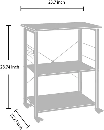Vista 6 de AZ L1 Life Concept Mesa auxiliar de cocina con 3 niveles para horno de microondas, estación de trabajo con ruedas, 23.7 pulgadas
