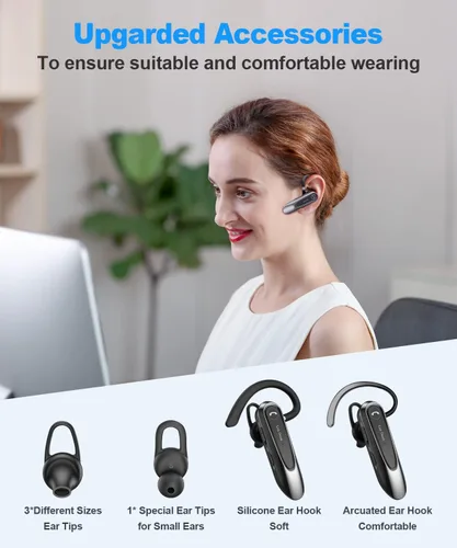 Vista 6 de Link Dream Auricular Bluetooth inalámbrico CVC8.0 para teléfono celular, micrófono dual, cancelación de ruido, teléfono con llave de silencio 20H