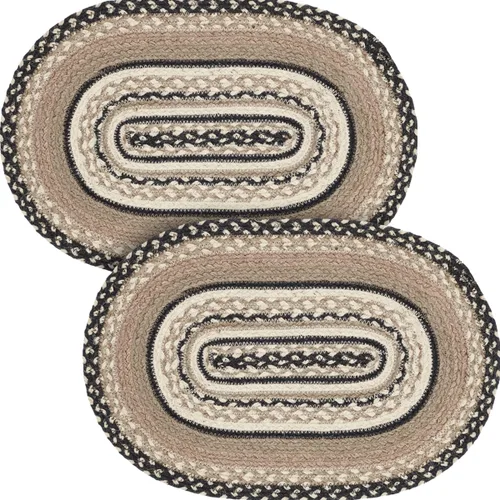 Vista 12 de VHC Brands Sawyer Mill, Dining Table Placemat, Braided Jute, Oval, Charcoal Creme, 10x15, 8 Pack 8 Pack
