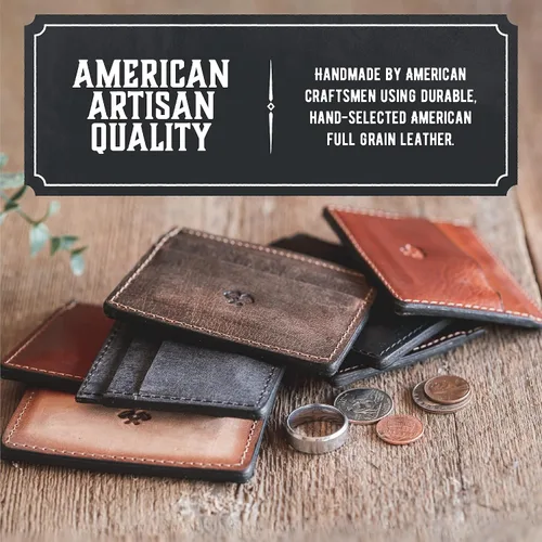 Vista 2 de Cartera delgada para hombre Fabricada en Estados Unidos Cuero de grano completo
