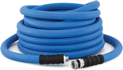 Vista 11 de BluSeal - Manguera de jardín de goma para agua caliente/fría, 100% goma, ultraligera, súper fuerte, 500 PSI, 50F a 190F grados, poliéster trenzado